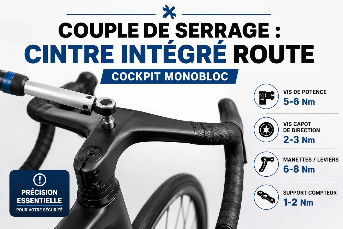 Couple de serrage : Cintre intégré route (cockpit monobloc)