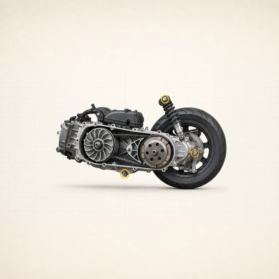 Piaggio Zip — transmission, roue arrière et points de serrage d’entretien