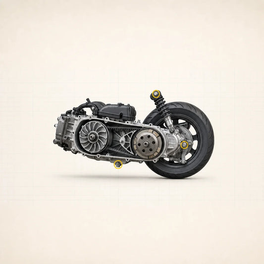 Piaggio Zip — transmission, roue arrière et points de serrage d’entretien
