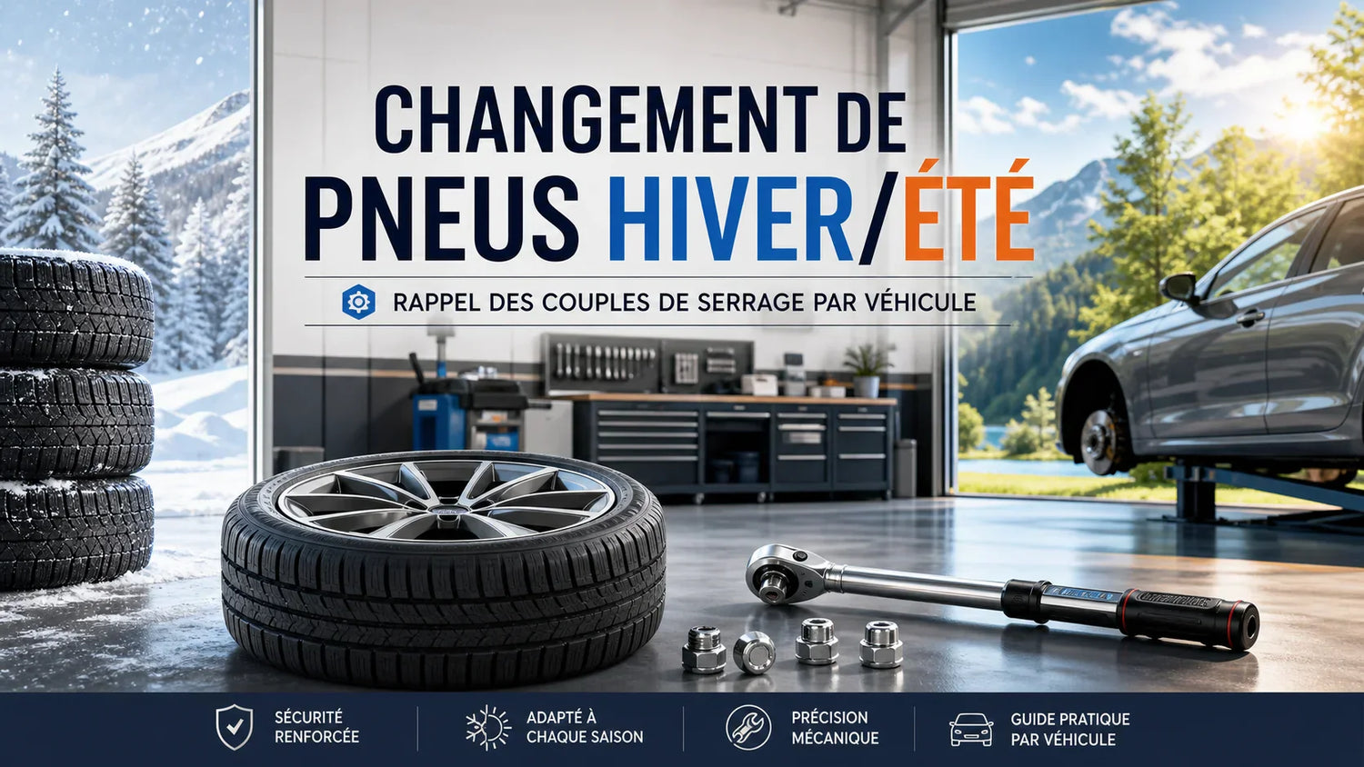 Changement de pneus hiver/été : les couples de serrage de référence par véhicule