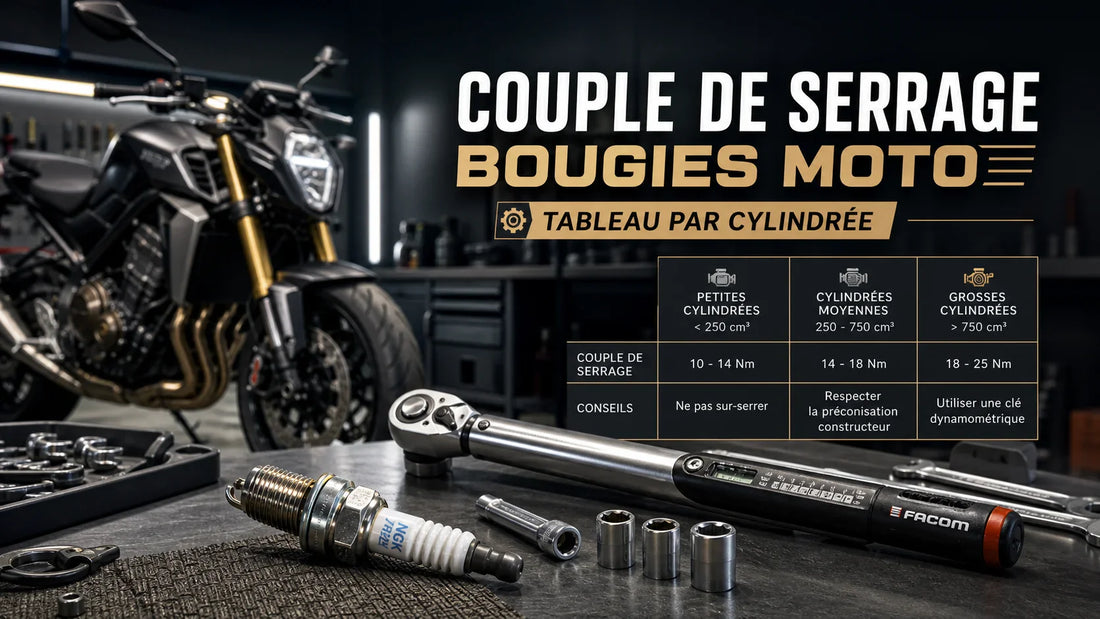 Couple de serrage bougies moto : tableau par cylindrée