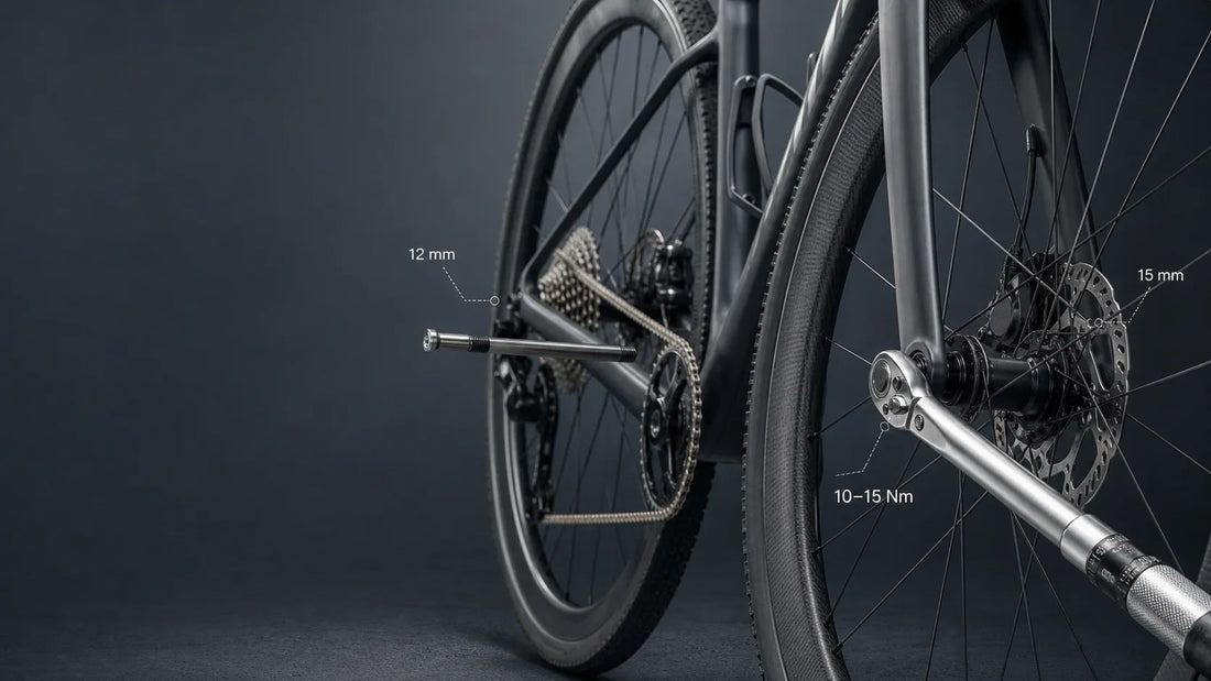 Couple de serrage axe traversant vélo (12 mm, 15 mm)