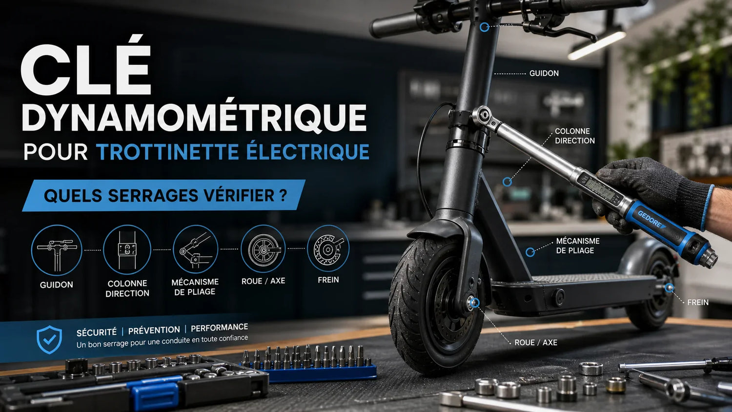 Clé dynamométrique pour trottinette électrique : quels serrages vérifier ?