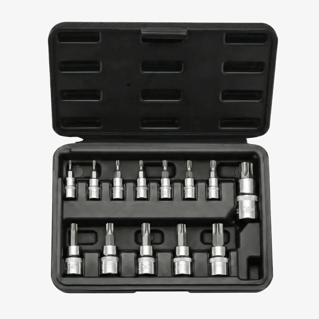 Coffret de douilles embouts Torx 1/4", 3/8" et 1/2" Acier Renforcé