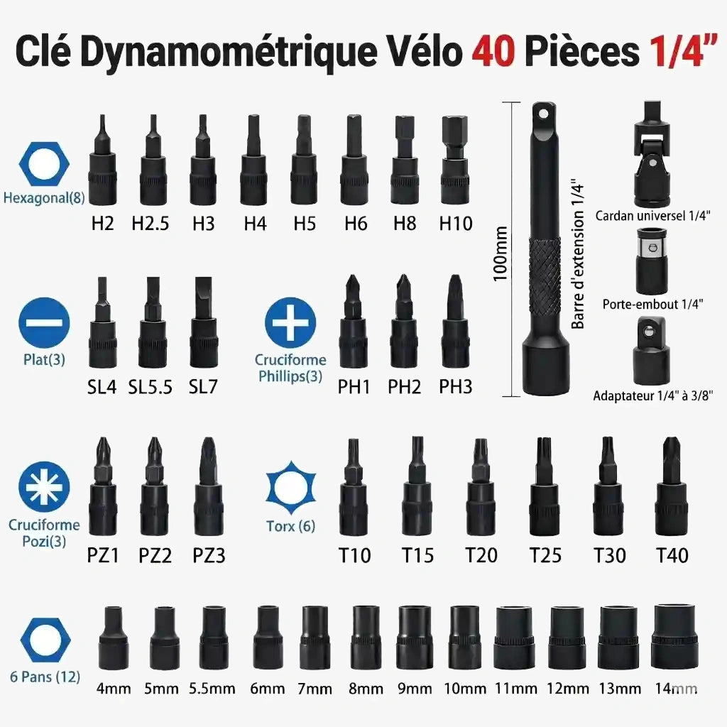 Clé Dynamométrique Digitale 1/4" Kit Précision Ultime