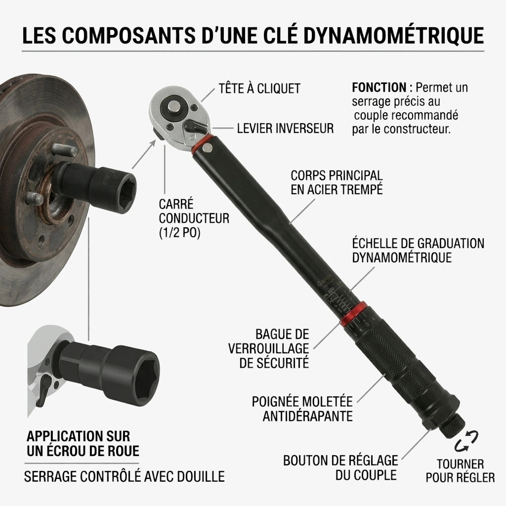 Clé Dynamométrique 1/2" Roues & Mécanique Générale — serrage des écrous de roue