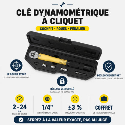 Clé Dynamométrique 1/4" Sécurité Vélo Carbone & Alu