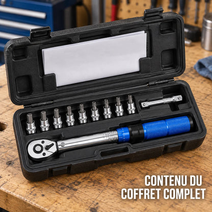 Clé Dynamométrique 1/4" Kit Spécial Vélo & Carbone — contenu du coffret complet