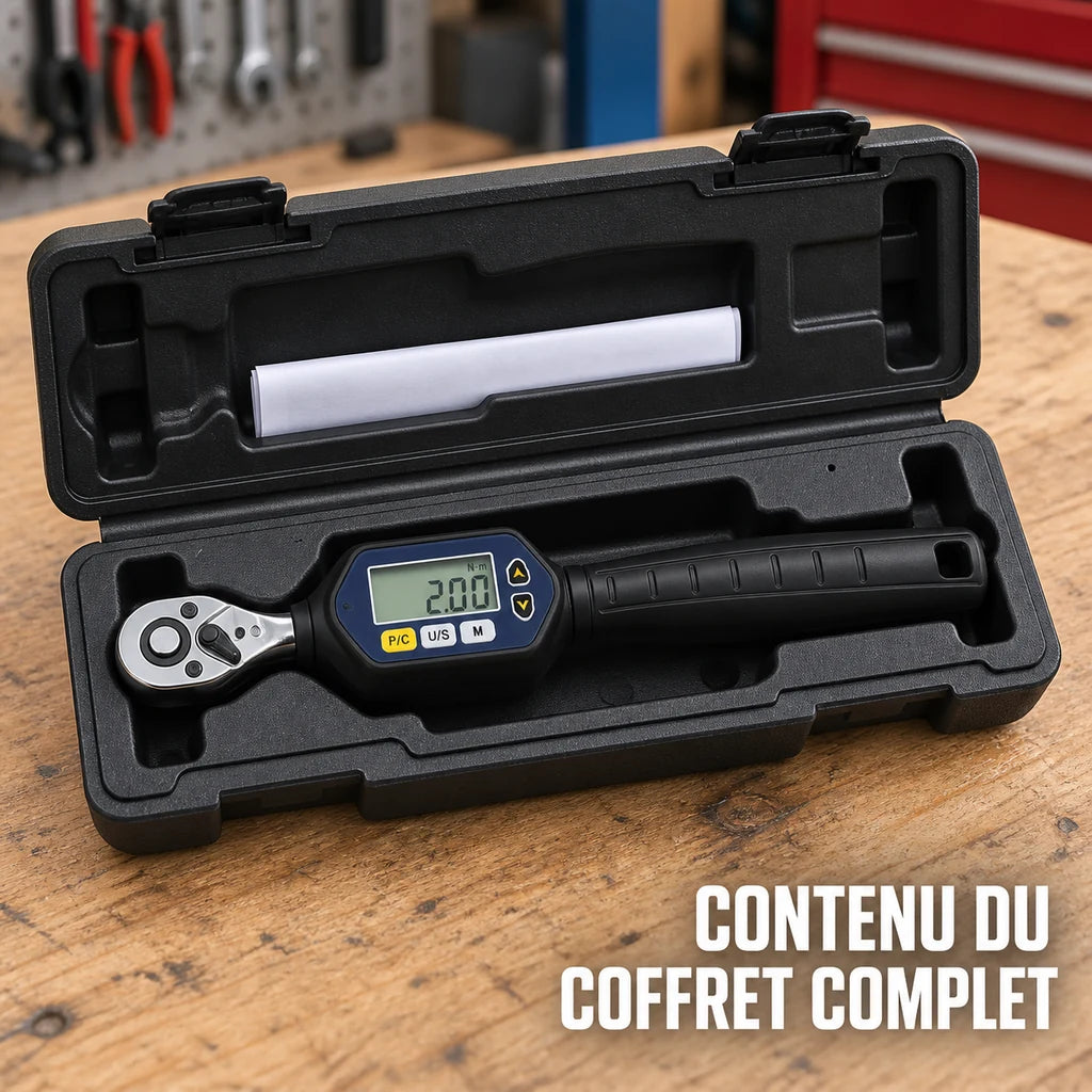 Clé Dynamométrique Digitale 1/4" Précision Micro-Serrage Vélo — contenu du coffret complet