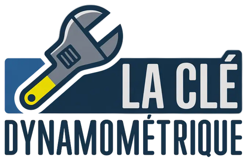 Logo avec une clé anglaise grise et jaune et texte 'La Clé Dynamométrique' en bleu.