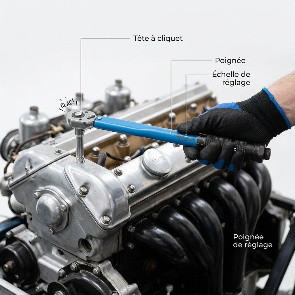 Clé Dynamométrique 3/8" L'Universelle Auto & Moto — serrage de culasse
