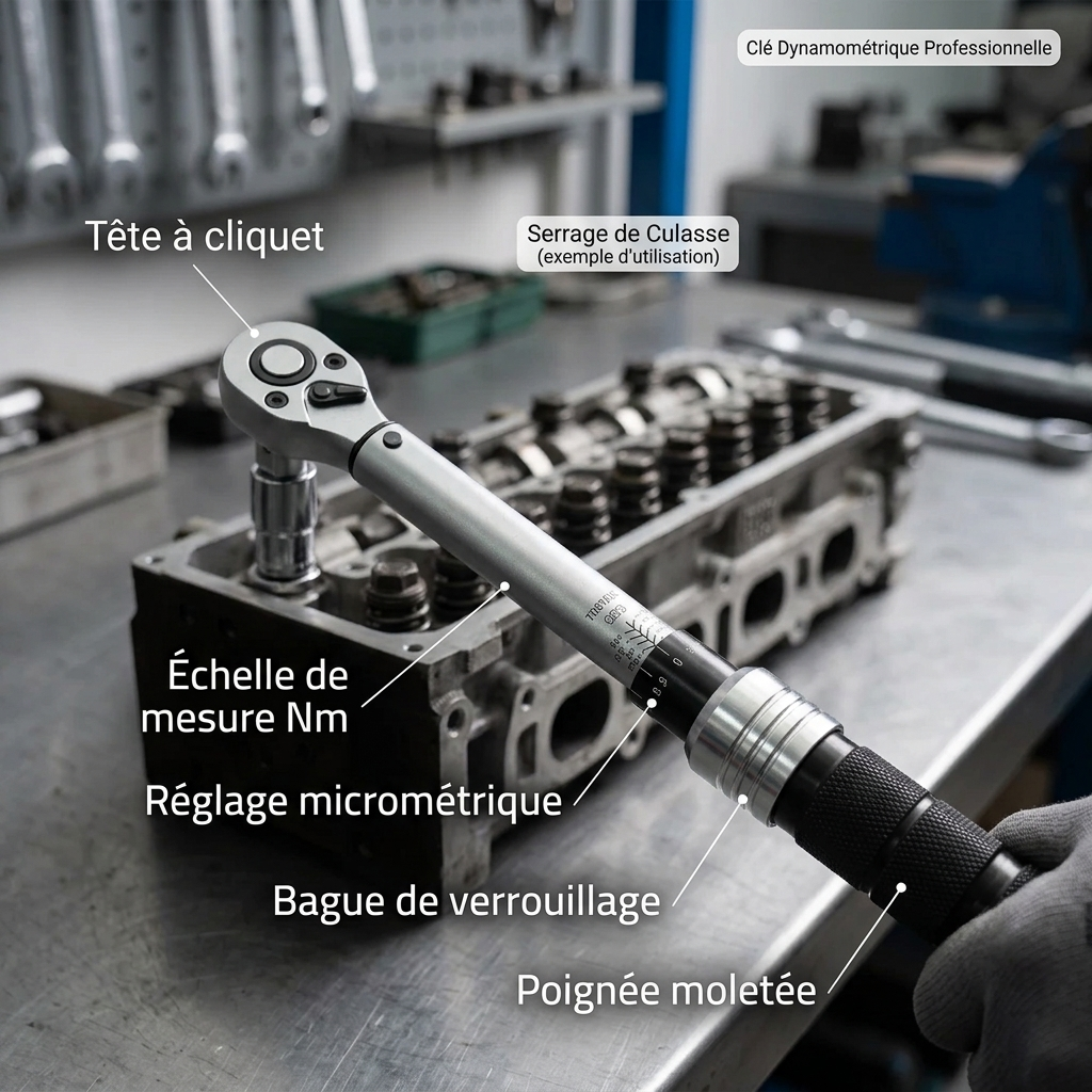 Clé Dynamométrique 3/8" Spécial Visserie Sensible — serrage de culasse