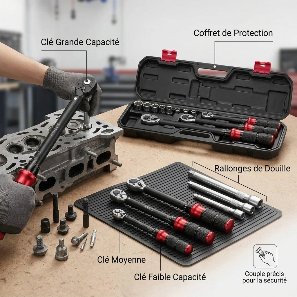 Clé Dynamométrique Coffret Kit Atelier Complet — serrage de culasse