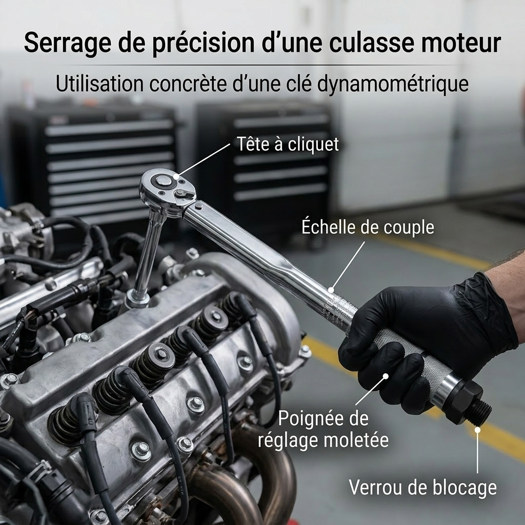 Clé Dynamométrique 1/2" Moteur & Trains Roulants — serrage de culasse