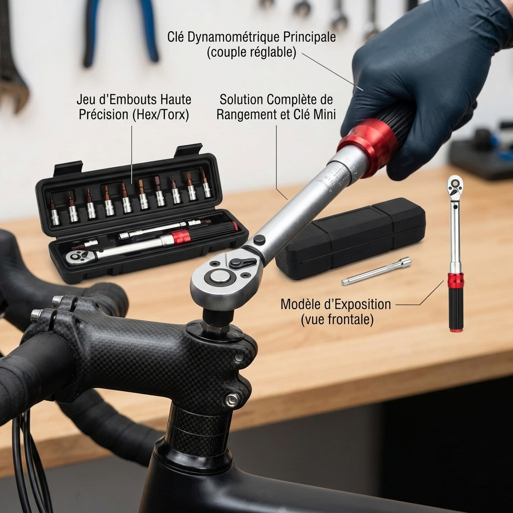 Clé Dynamométrique 1/4" Kit Entretien Vélo & Moto — serrage de potence vélo