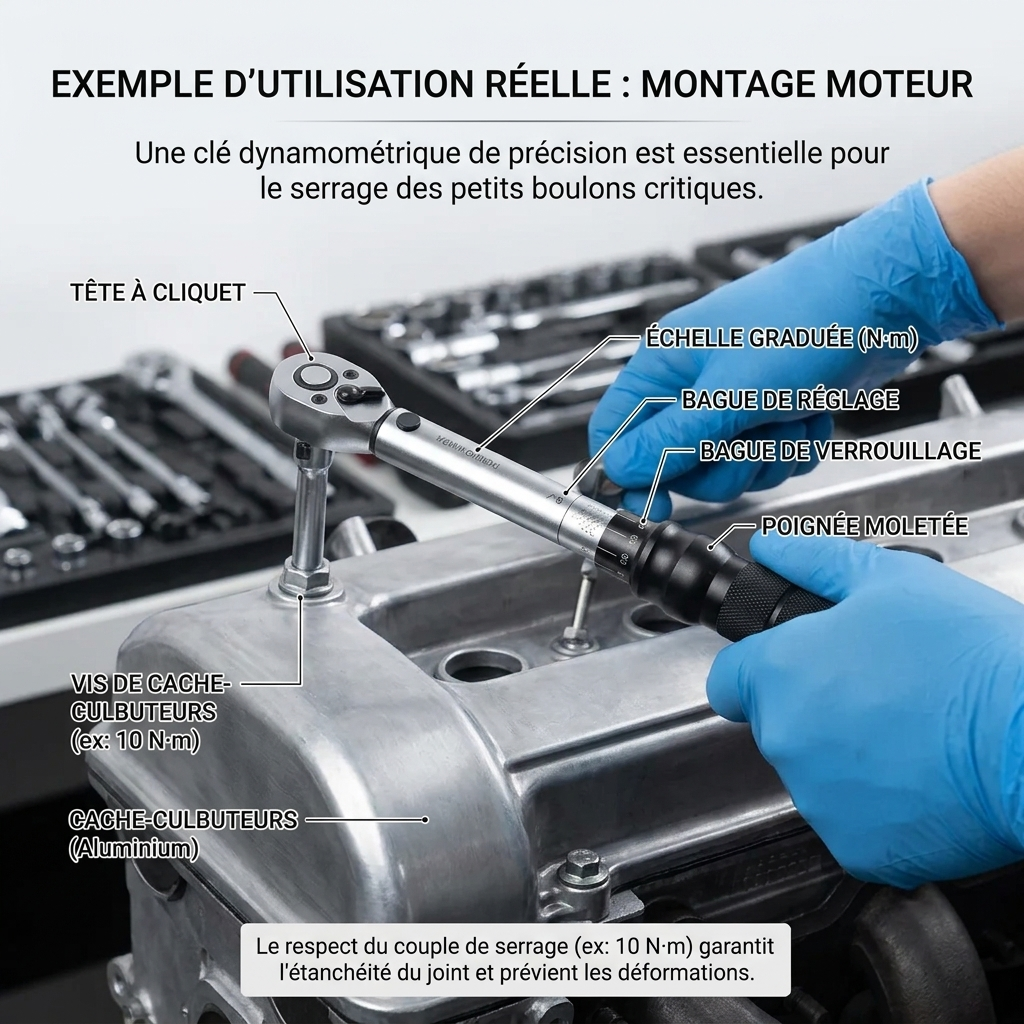 Clé Dynamométrique 3/8" Spécial Visserie Sensible — serrage moteur (10 N·m)