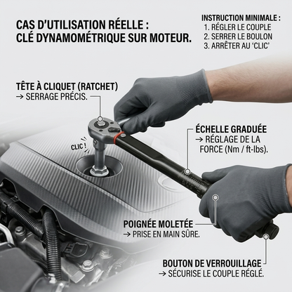 Clé Dynamométrique 3/8" Protection Filetages Aluminium — serrage moteur