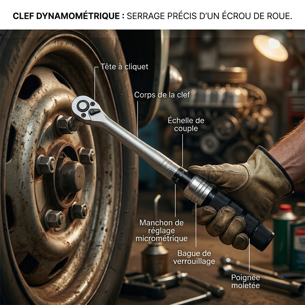 Clé Dynamométrique 1/2" Roues & Mécanique Générale — serrage des écrous de roue