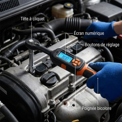 Clé Dynamométrique Digitale 3/8" Entretien Moto et Vélo — serrage moteur