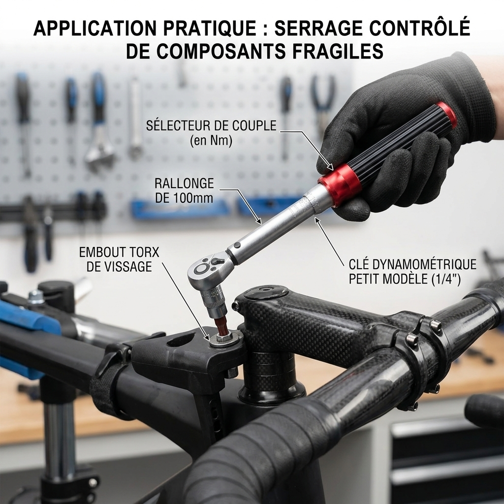 Clé Dynamométrique 1/4" Kit Entretien Vélo & Moto — serrage de potence vélo
