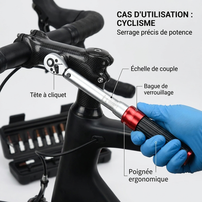Clé Dynamométrique 1/4" Spéciale Vélo Kit Carbone — serrage de potence vélo