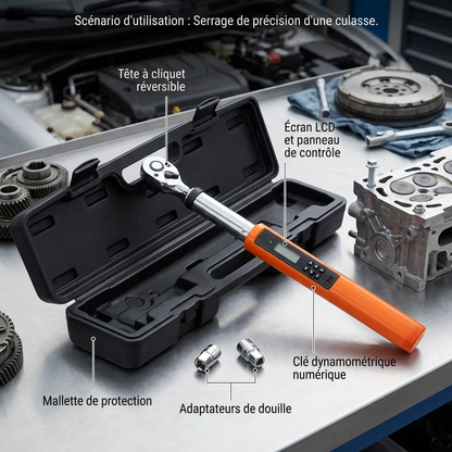 Clé Dynamométrique Digitale 1/2" Haute Capacité & Précision — serrage de culasse