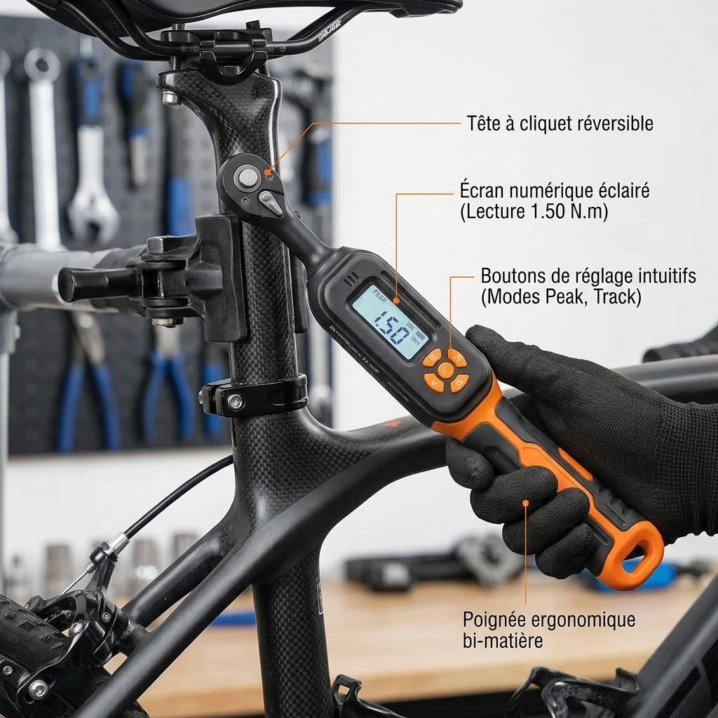 Clé Dynamométrique Digitale 1/4" Kit Précision Ultime — entretien vélo (1.50 N.m)