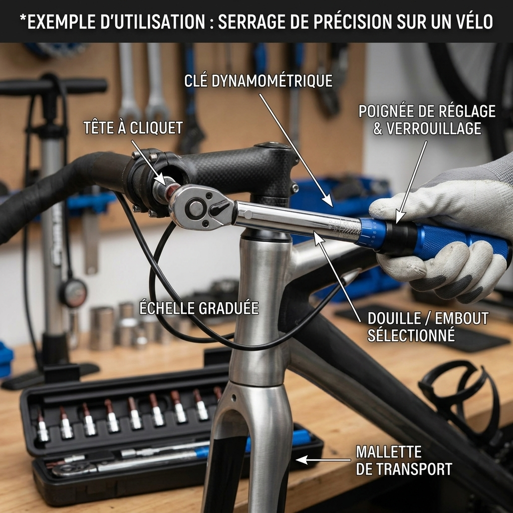Clé Dynamométrique 1/4" Kit Spécial Vélo & Carbone — serrage de potence vélo